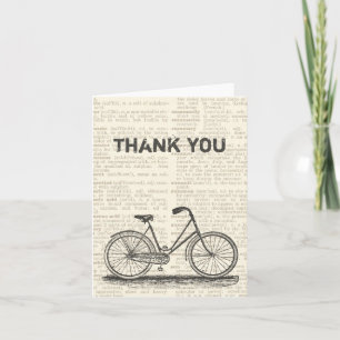 Vielen Dank Vintage Bicycle Brown Wörterbuchseite Dankeskarte
