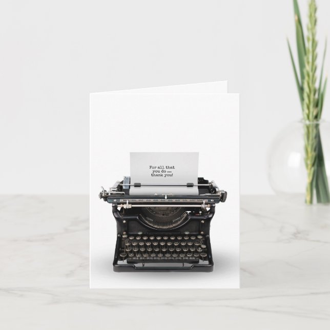 Vielen Dank Vintage Schreibmaschine Dankeskarte (Vorderseite)