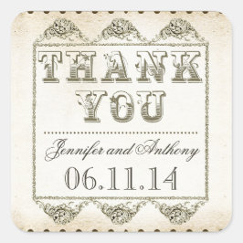 Vielen Dank, Vintage Typografie-Aufkleber für Hoch Quadratischer Aufkleber