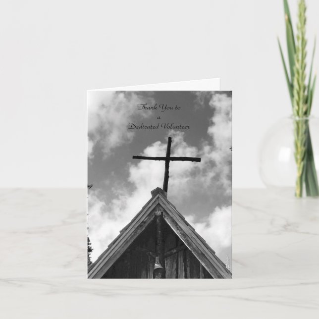 Vielen Dank Volunteers B&W Note Card, Old Church Dankeskarte (Vorderseite)