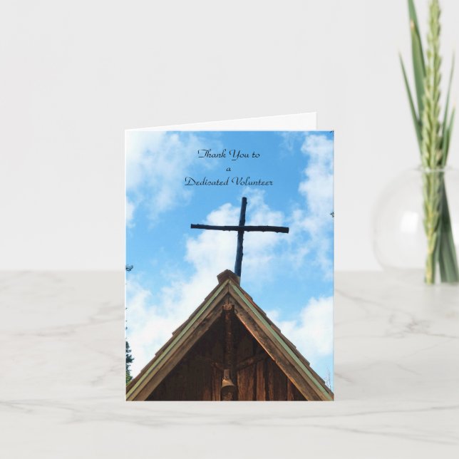 Vielen Dank Volunteers Note Card Old Church Blue S Dankeskarte (Vorderseite)