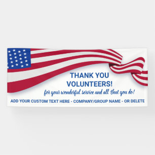 Vielen Dank Volunteers, Patriotic USA Flag Custom Banner