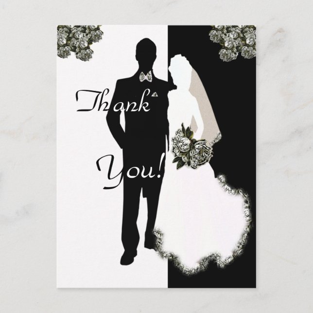 Vielen Dank von Bride and Groom Cards Postkarte (Vorderseite)