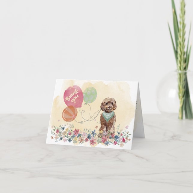 Vielen Dank von Ihnen und Ihren braunen Cockapoo-B Dankeskarte (Vorderseite)