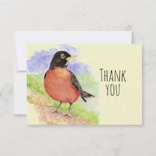 Vielen Dank Watercolor American Robin Bird Nature Dankeskarte