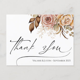 Vielen Dank Watercolor Boho Floral Postcard Postkarte