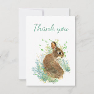 Vielen Dank Watercolor Bunny Rabbit Blank Inside Dankeskarte