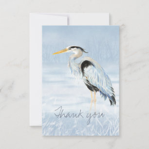 Vielen Dank! Watercolor Great Blue Heron Bird Natu Dankeskarte