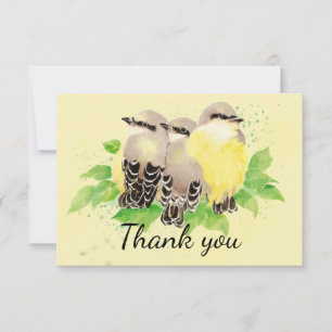 Vielen Dank! Watercolor Kingbird Family Art Dankeskarte