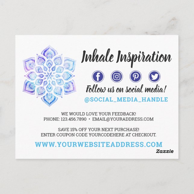 Vielen Dank Watercolor Mandala Metaphysische Yoga Postkarte (Rückseite)