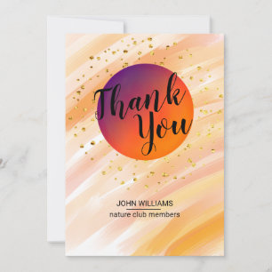 Vielen Dank Watercolor Nature Orange Glitzer Gold Dankeskarte