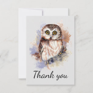 Vielen Dank! Watercolor Owl Bird Dankeskarte