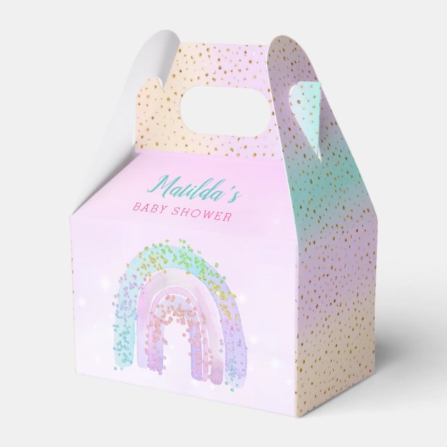 Vielen Dank Watercolor Rainbow Baby Dusche Geburts Geschenkschachtel (Vorderseite)