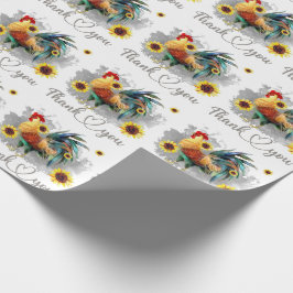 Vielen Dank Watercolor Rooster mit Sonnenblumen Geschenkpapier