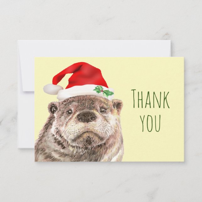 Vielen Dank Watercolor Weihnachten Otter Fun Tier Dankeskarte (Vorderseite)