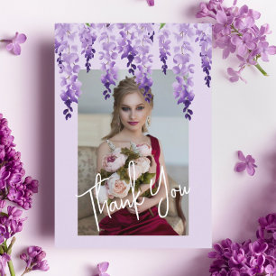 Vielen Dank Watercolor Wisteria Foto Bat Mitzvah Dankeskarte