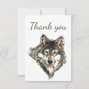 Vielen Dank, Watercolor Wolf Animal Wildlife Dankeskarte