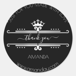 Vielen Dank Web-Boutique Shop Name Black Crown Runder Aufkleber
