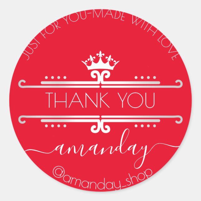 Vielen Dank Web-Boutique Shop Royal Crown Red Runder Aufkleber (Vorderseite)