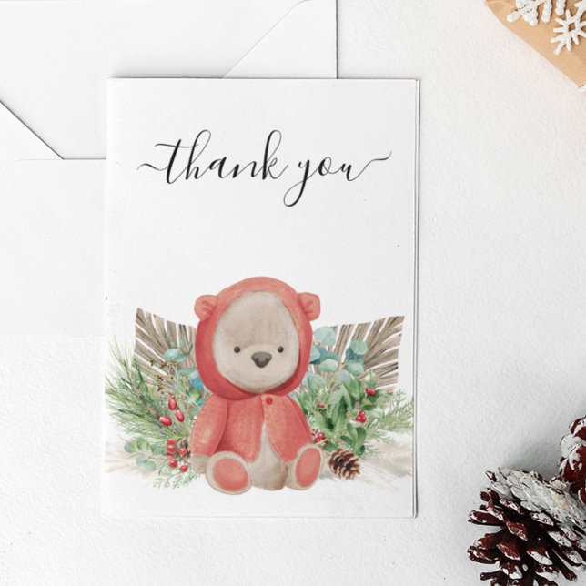 Vielen Dank Weihnachten Baby Bear Shower Boho Mitteilungskarte (Von Creator hochgeladen)