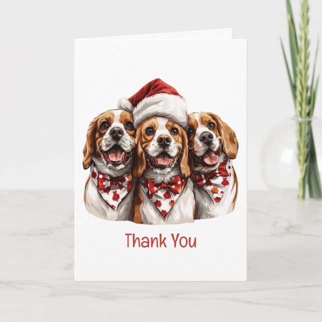 Vielen Dank Weihnachten Beagle Hunde Dankeskarte (Vorderseite)