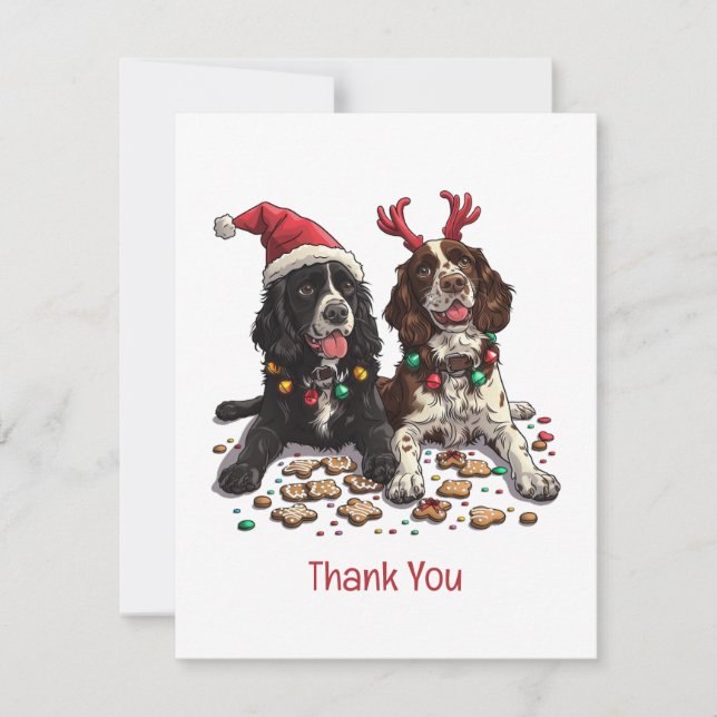 Vielen Dank Weihnachten Cocker Spaniel Hunde Dankeskarte (Vorderseite)