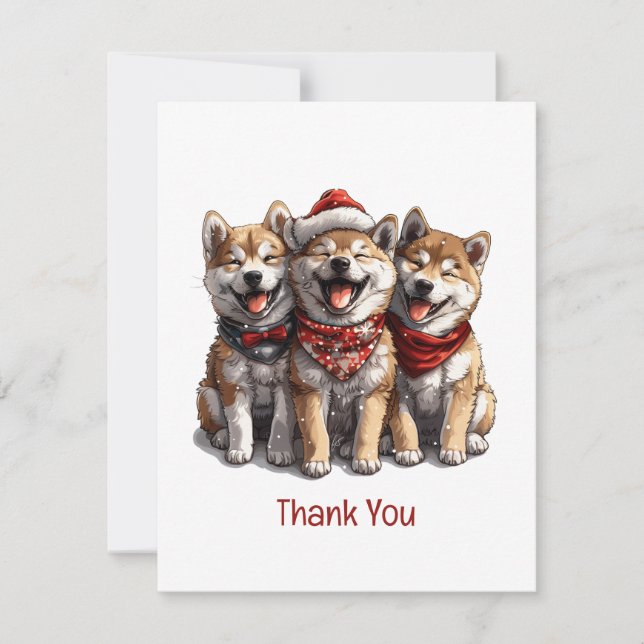 Vielen Dank Weihnachten Shiba Inu Santa Dogs Dankeskarte (Vorderseite)