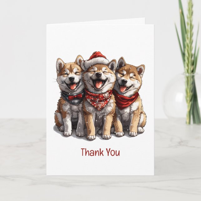 Vielen Dank Weihnachten Shiba Inu Santa Dogs Dankeskarte (Vorderseite)