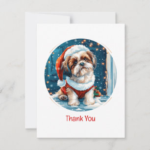 Vielen Dank Weihnachten Shih Tzu Santa Dog Dankeskarte