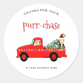 Vielen Dank Weihnachten Urlaub LKW lustige Katzenp Runder Aufkleber