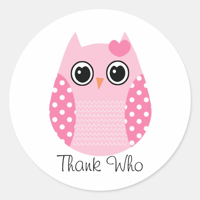 Vielen Dank, wer Whimsical Owls Runder Aufkleber (Vorderseite)