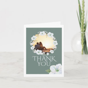 Vielen Dank White Apple Blossom Wreath Foto Weddin Karte