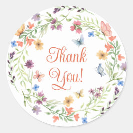 Vielen Dank Wildblumen Schmetterlinge Aufkleber