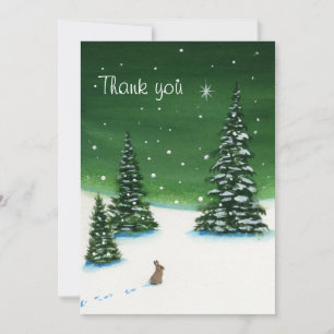 Vielen Dank Winter Wonder Rabbit Dankeskarte