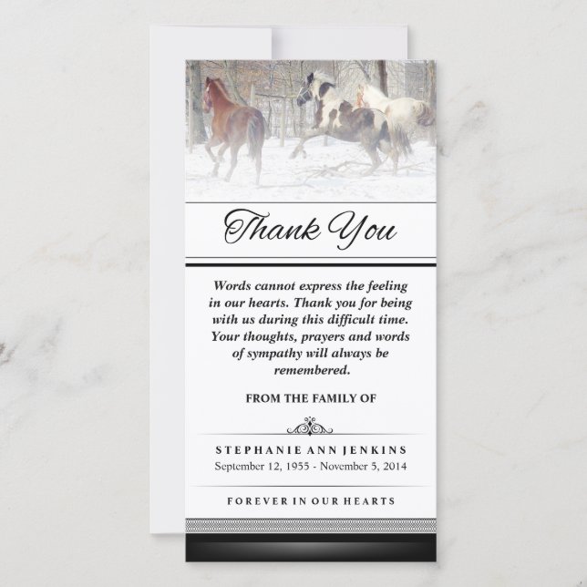 Vielen Dank - Winterpferde - Worte können nicht au Dankeskarte (Vorderseite)