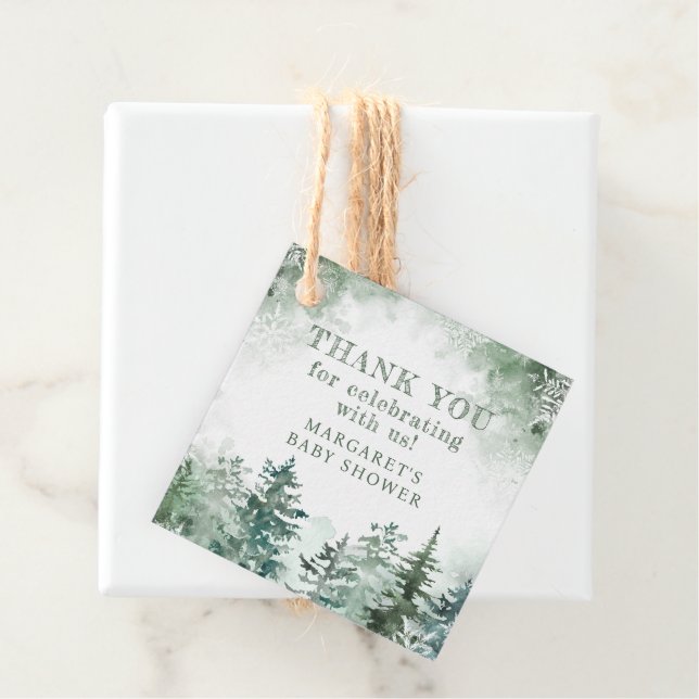 Vielen Dank Winterwald Babydusche Geschenkanhänger (Beispiel)