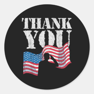 Vielen Dank, wir Flag Patriotic Soldier American M Runder Aufkleber