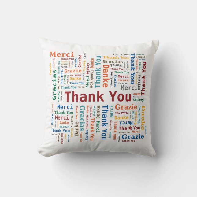 Vielen Dank Word Cloud - 5 Sprachen - mehrfarbig Kissen (Vorderseite)