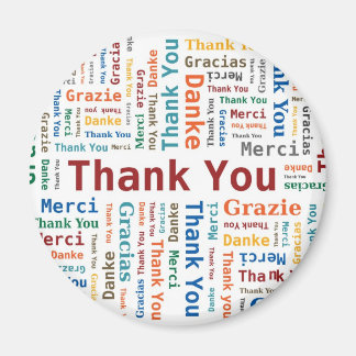 Vielen Dank Word Cloud in 5 Sprachen Magnet
