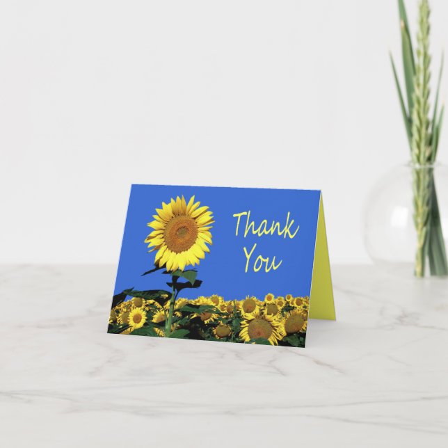 Vielen Dank Yellow Sunflower Note Card Dankeskarte (Vorderseite)