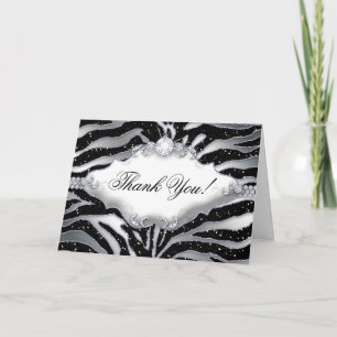 Vielen Dank Zebra Sparkle Silver Black Dankeskarte