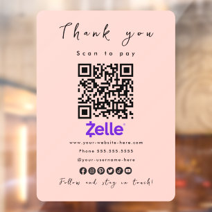 Vielen Dank Zelle QR Code Scan zu zahlen Blush Pin Fensteraufkleber