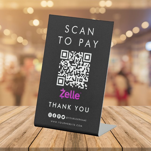 Vielen Dank Zelle Scan zu bezahlen QR-Code moderne Sockelschild (Von Creator hochgeladen)