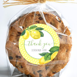 Vielen Dank Zitronenwasserfarbe Punkte rustikales Runder Aufkleber