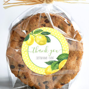 Vielen Dank Zitronenwasserfarbe Punkte rustikales  Runder Aufkleber