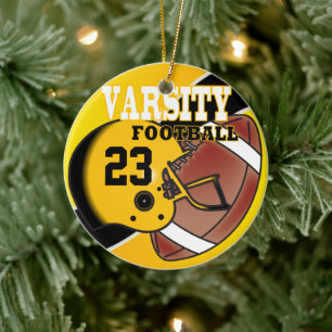 Vielfalt Golden Yellow und Black Football Keramik Ornament