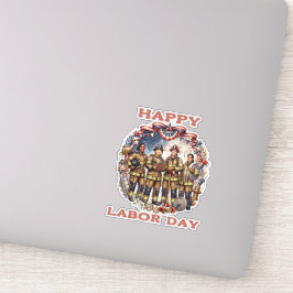 Vielfältige Feuerwehrleute Patriotische Labor Day Aufkleber