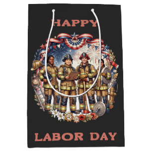 Vielfältige Feuerwehrleute Patriotische Labor Day Mittlere Geschenktüte