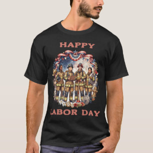 Vielfältige Feuerwehrleute Patriotische Labor Day  T-Shirt