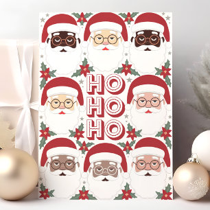 Vielfältige Weihnachtsmann-Gesichter Ho Ho Ho Weih Feiertagskarte